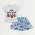 GSD2482 ALL AMERICA BABE Top Flag Skort Baby Girls 4th of July Clothes Sets