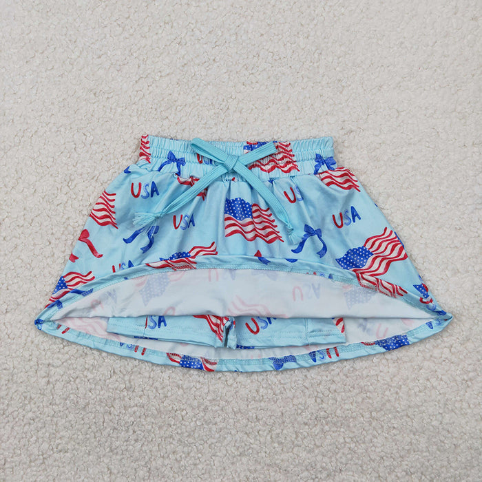 GSD2482 ALL AMERICA BABE Top Flag Skort Baby Girls 4th of July Clothes Sets