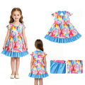 GSD2610 Tie-Dye Print Baby Girls Short Sleeve Knee Length Dresses