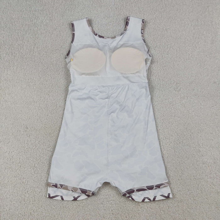 GSD2819 Girls’ Camouflage Grey Waffle Print Sleeveless Yoga Dress