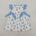 GSD3452 Bunny Print Girls Easter Knee Length Dress
