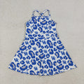 GSD3630 Teams Kentucky Leopard Print Girls Summer Strap Shorts Ruffle Knee Length Yoga Dress