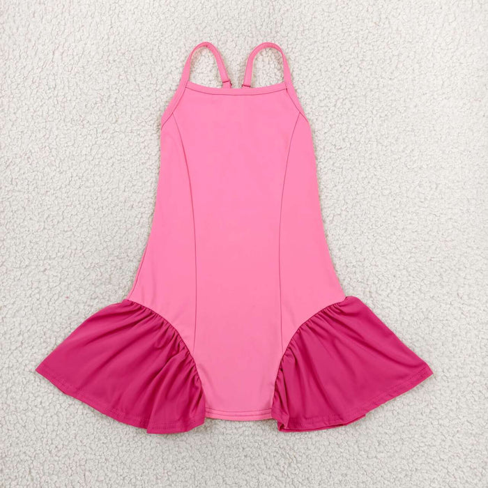 GSD3688 Baby Girls Hot Pink Strap Yoga Dress