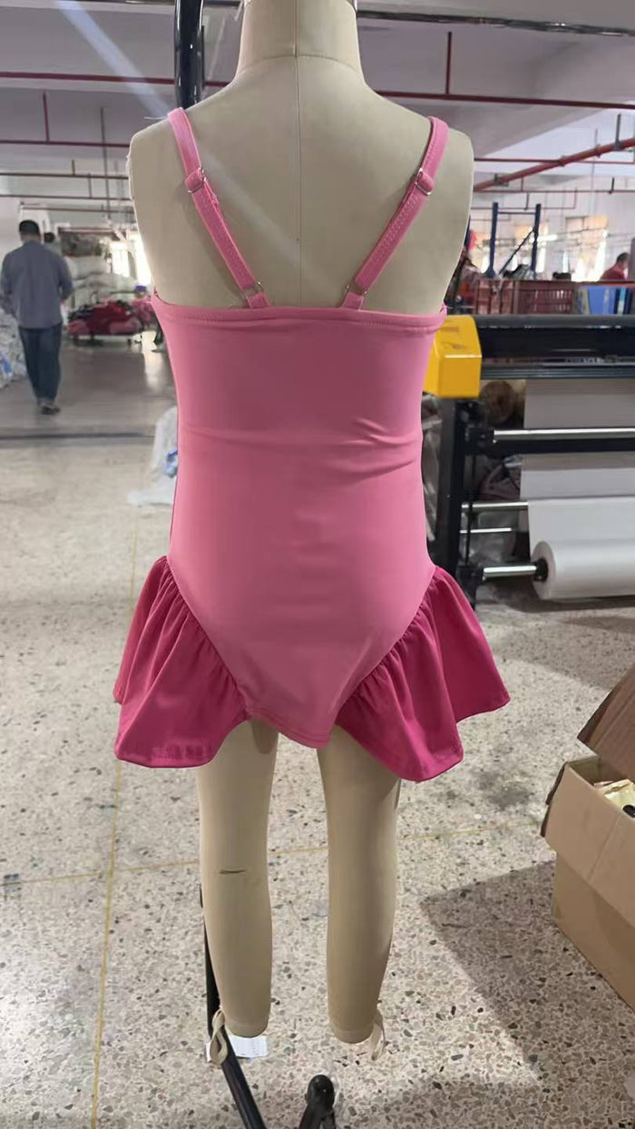 GSD3688 Baby Girls Hot Pink Strap Yoga Dress