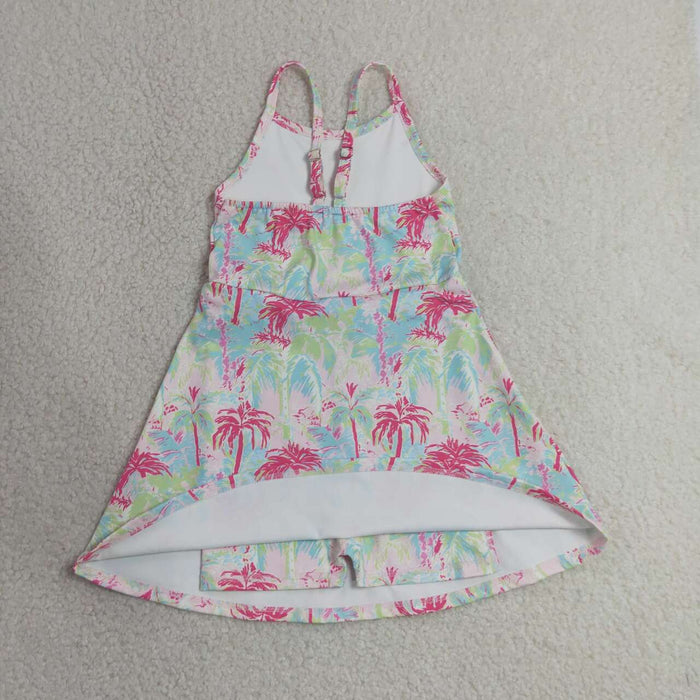 GSD3708 Coconut Tree Baby Girls Active Strap Yoga Dress