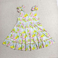 GSD3965 Watermelon Lemon Stripes Print Girls Summer Knee Length Strap Dress