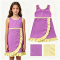 GSD4147 Purple & Yellow Girls Sleeveless Ruffle Yoga Zipper Dress