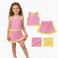 GSD4187 Pink Yellow Crop Top Skort Baby Girls Summer Cotton Sport Clothes Set