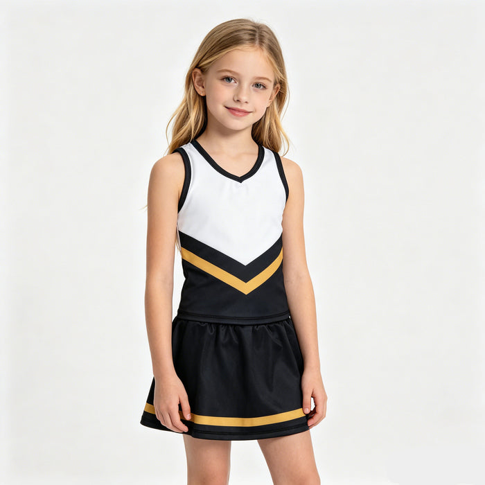 GSD4201 Girls Black Golden Sport Team Active Tank Top + Skort Outfit