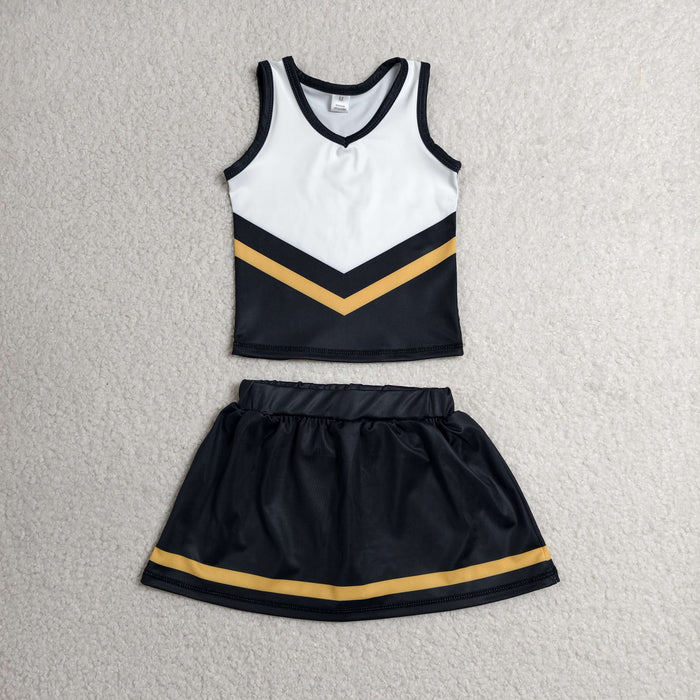 GSD4201 Girls Black Golden Sport Team Active Tank Top + Skort Outfit