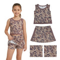 GSD4231 Brown Camo Tank Top Skort Girls Yoga Clothes Set