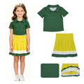 GSD4261  Green Polo Top Yellow Skort Girls Yoga Clothes Set
