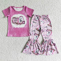 GSPO0107 Singer Doll* Pink Top Leopard Bell Pants Girls Clothes Set