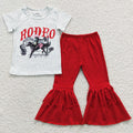 GSPO0602 RODEO Top Red Bell Pants Baby Girls Western Outfits