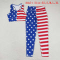 GSPO1486 Stars Stripes Print Woman 4th of July Yoga Clothes Set