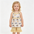 GSSO3071 Farm Animals Tractor Flowers Tunic Top Yellow Shorts Girls Summer Clothes Set