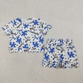 GSSO3255 Teams Kentucky Bows Print Shorts Girls Summer Scallop Clothes Set