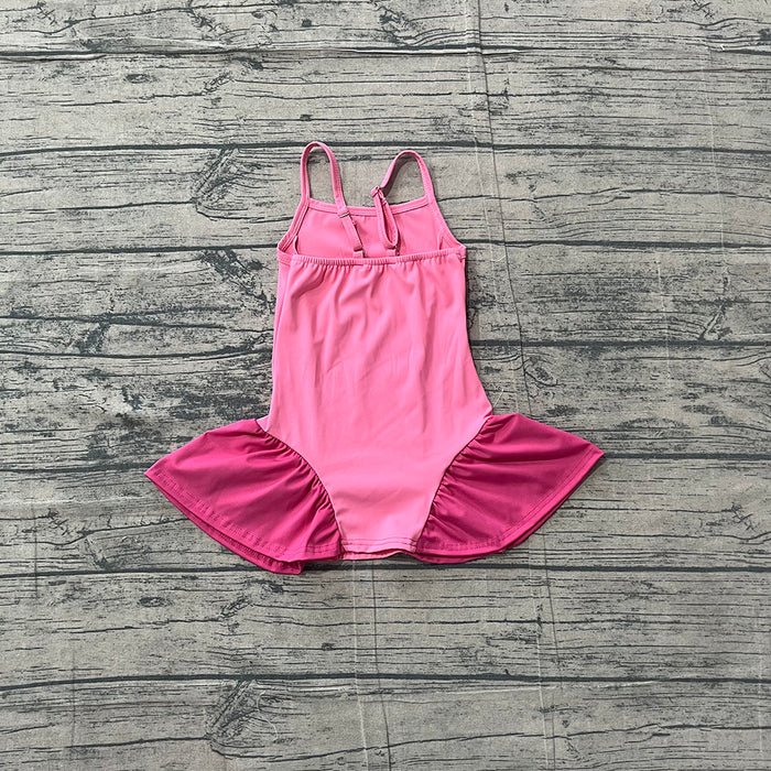 GSSO3259 Baby Girls Hot Pink Strap Dress Top Shorts Yoga Active Clothes Set