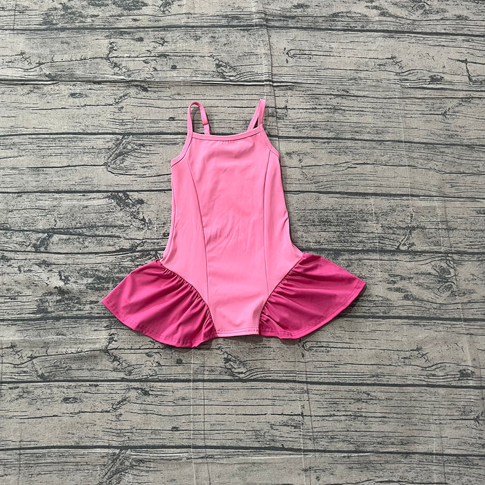 GSSO3259 Baby Girls Hot Pink Strap Dress Top Shorts Yoga Active Clothes Set
