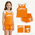 GSSO3829 Teams Tennessee Vinyl Bows Orange Vest Top Pockets Shorts Girls Cotton Clothes Set