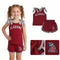 GSSO3831 Teams Alabama Vinyl Bows Wine Vest Top Pockets Shorts Girls Cotton Clothes Set