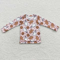 GT0220 Gingerbread Cookies Milk Print Girls Christmas Tee Shirts Top