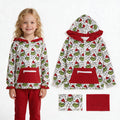 GT1163 Green Frog Lights Print Girls Christmas Long Sleeve Zipper Pocket Hoodie Top