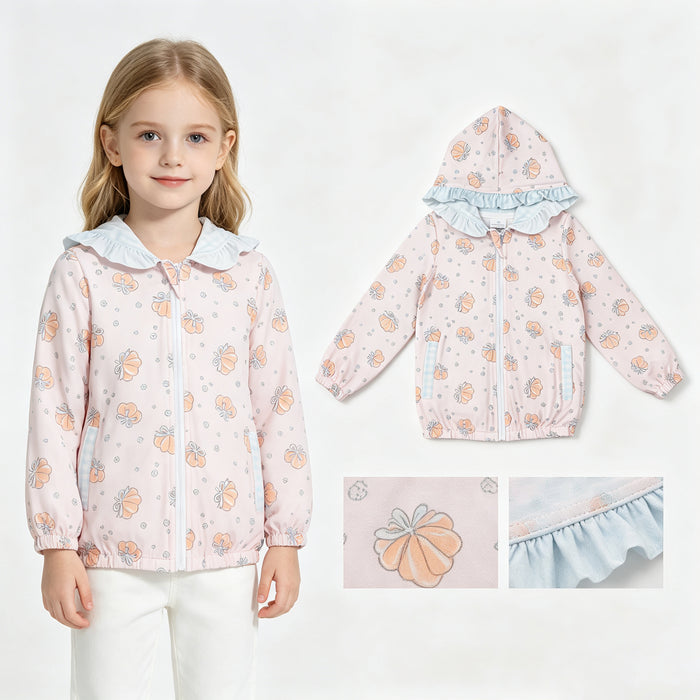 GT1660 Pumpkin Pink Girls Full Zipper Hoodie Jacket Top