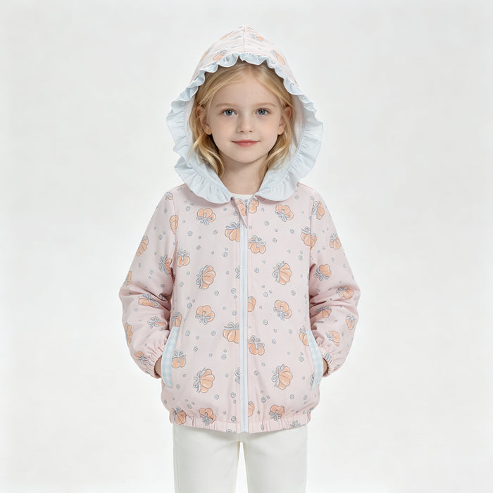 GT1660 Pumpkin Pink Girls Full Zipper Hoodie Jacket Top