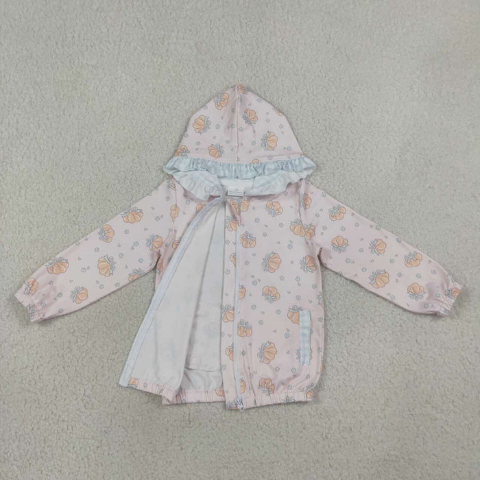 GT1660 Pumpkin Pink Girls Full Zipper Hoodie Jacket Top