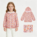 GT1661 Pumpkin Flowers Bows Print Girls Full Zipper Pockets Hoodie Jacket Top