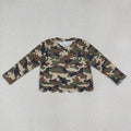 GT1691 Brwon Green Black Camo Baby Girls Scallop Long Sleeve T-Shirts Top