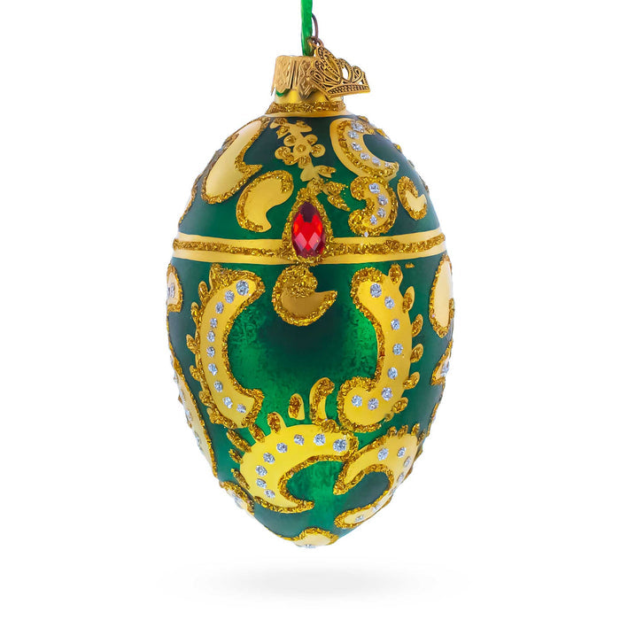 Hand-Painted 1891 Memory of Azov Royal Glass Egg Ornament — 4 Inches