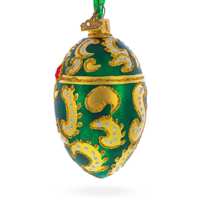 Hand-Painted 1891 Memory of Azov Royal Glass Egg Ornament — 4 Inches