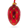 Hand-Painted 1897 Coronation in Red Royal German Glass Egg Ornament — 4 Inches