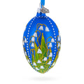 Hand-Painted 1898 Lilies of the Valley Royal in Blue German Glass Egg Ornament — 4 Inches