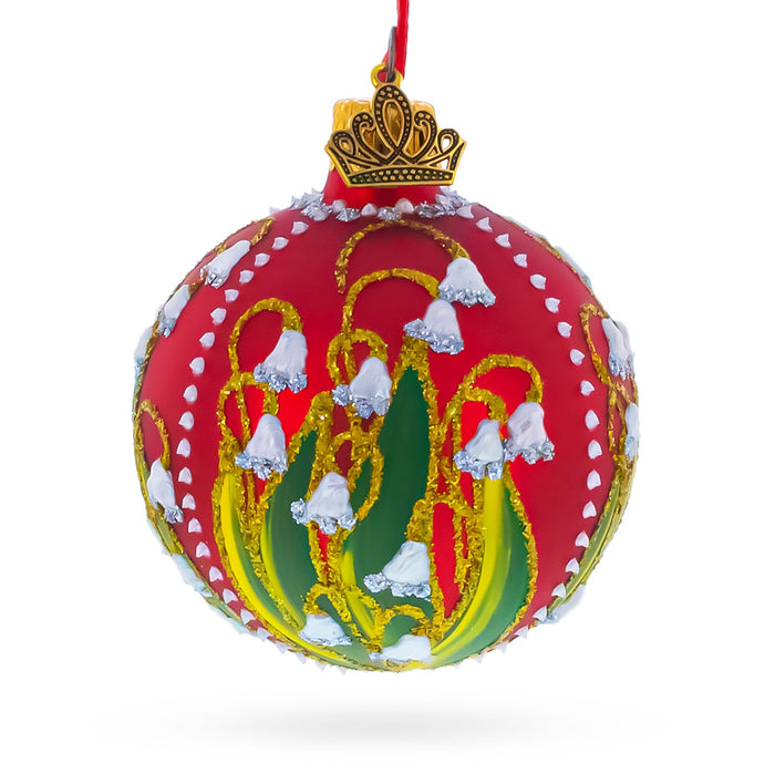 Hand-Painted Blown Glass Ornament — 1898 Lilies of the Valley — 2.4 Inches