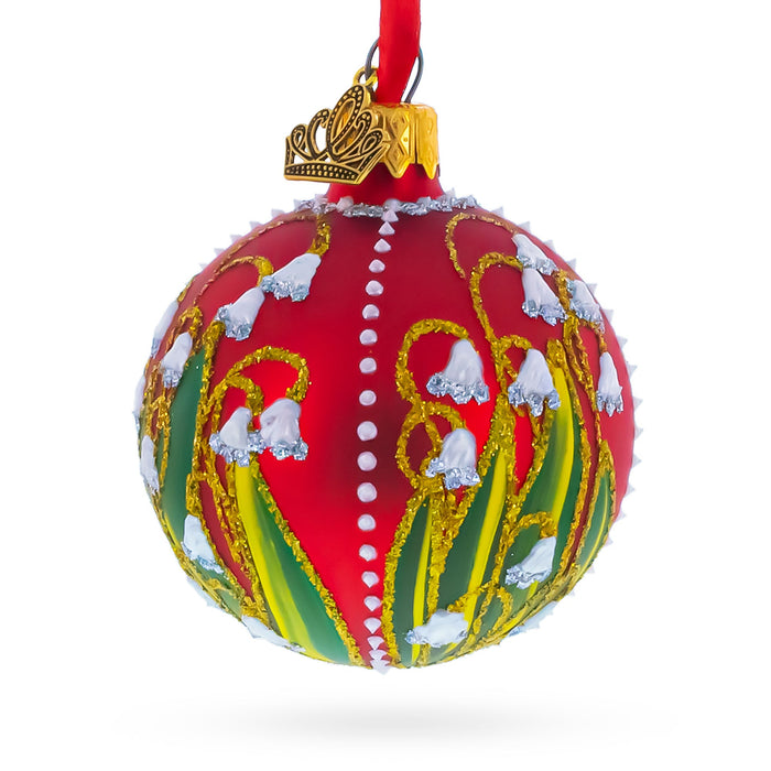 Hand-Painted Blown Glass Ornament — 1898 Lilies of the Valley — 2.4 Inches