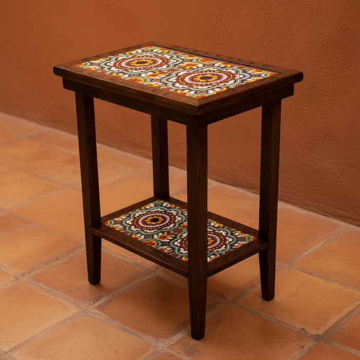 Handcrafted Talavera Tile End Table