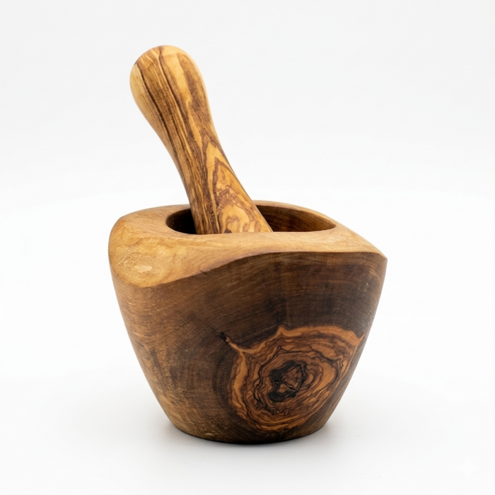 Handmade - Olive Wood Mortar and Pestle - Made in Tunisia