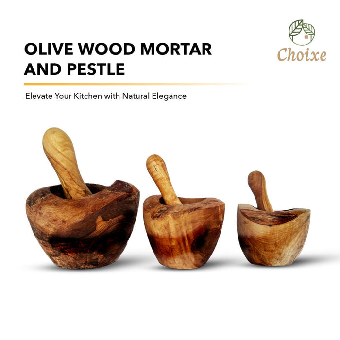 Handmade - Olive Wood Mortar and Pestle - Made in Tunisia