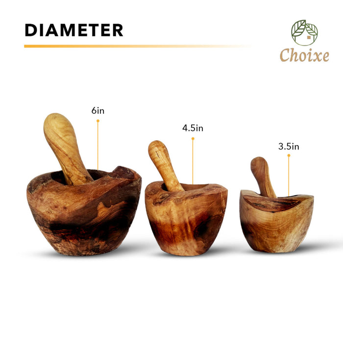 Handmade - Olive Wood Mortar and Pestle - Made in Tunisia