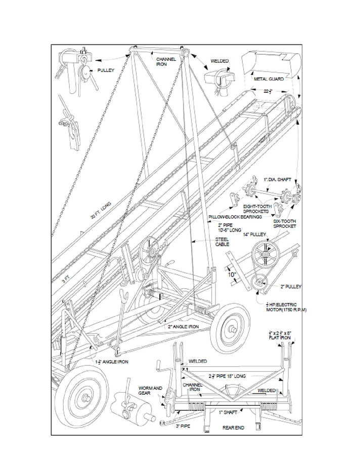 Hay Bale Conveyor System DIY Plans - Firewood Elevator Electric Motor Drive