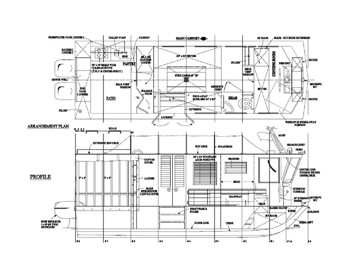 Houseboat DIY Plans - 21' Pontoon - House on a Boat Building Plan