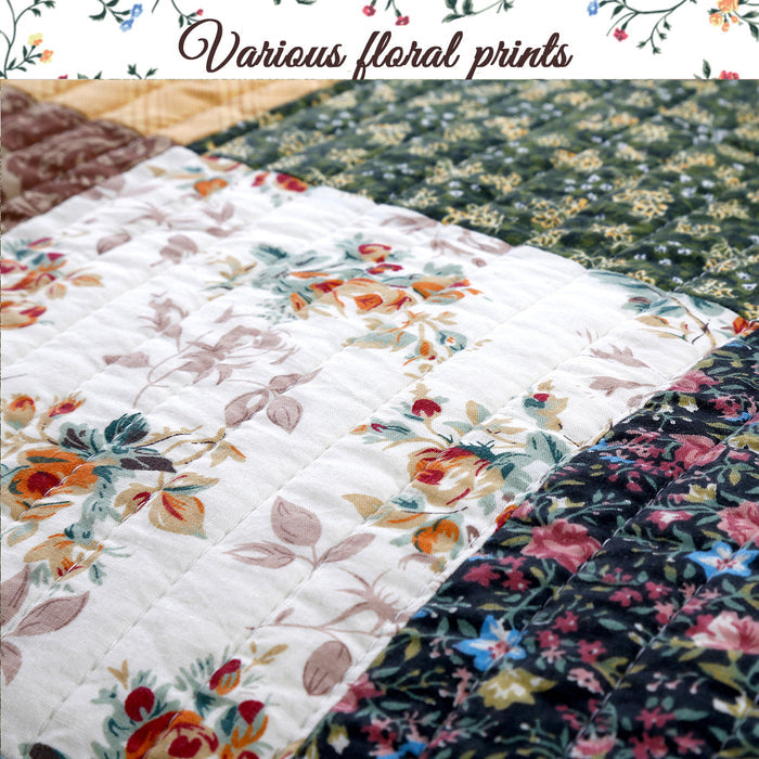 Huitt - Real Patchwork  -Cotton 3-Piece Reversible Quilt Bedding Set