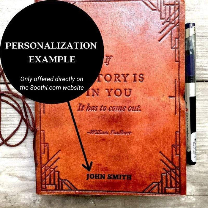 "If A Story" Handmade Leather Journal - 100% Handmade Paper - Sustainable, salvaged leather cover