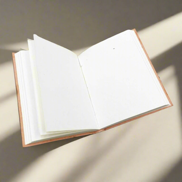 "If A Story" Handmade Leather Journal - 100% Handmade Paper - Sustainable, salvaged leather cover