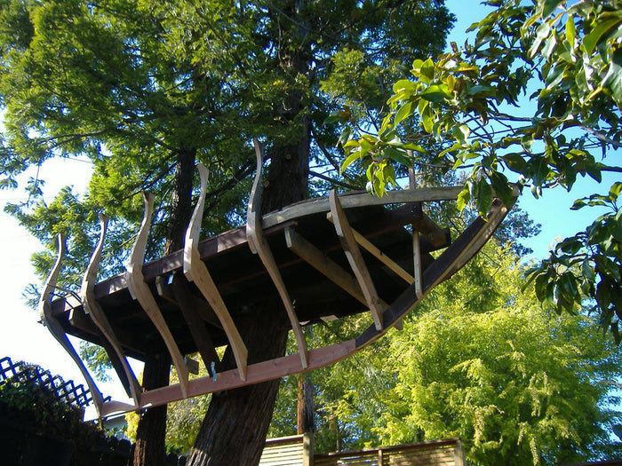 Kids Wooden Tree House DIY Plans - Ship Themed Kids Play Fort Playhouse Playground