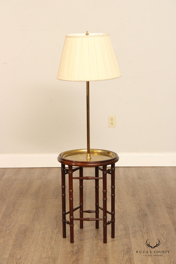 Leviton Asian Inspired Faux Bamboo and Etched Brass Floor Lamp