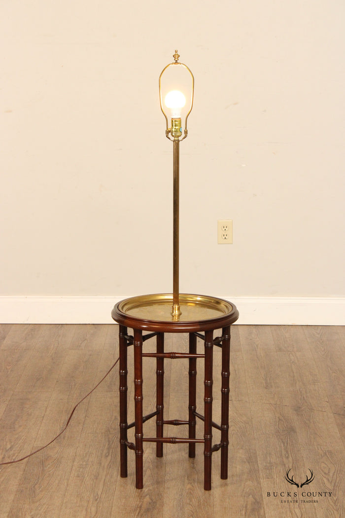 Leviton Asian Inspired Faux Bamboo and Etched Brass Floor Lamp